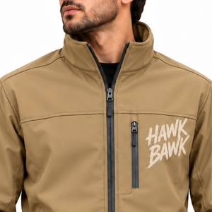 Men’s Lightweight Softshell Full Zip Outdoor Jacket Smooth Full Zip Modern Stand Collar Secure Chest Pocket Easy Side <b>Storage</b> - Product Image 4