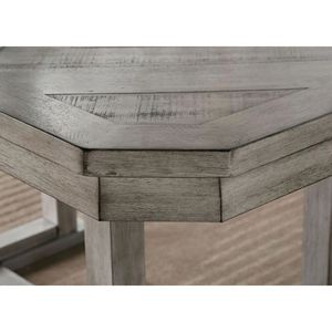 Set da Pranzo con 4 Sedie Laterali e 6 Sedie da Pranzo, Finitura Grigia, Stile Rustico, Seduta in Tessuto, Arredamento per Sala da Pranzo - Product Image 6