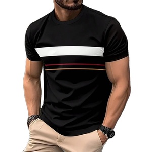 Camisetas a rayas simples a la moda para hombre, camiseta informal de verano de manga corta con estampado 3D, jerséis transpirables holgados con cuello redondo, Tops - Product Image 3