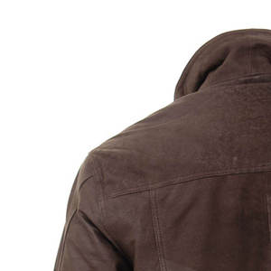 Chaquetas de cuero estilo biker para hombre, informales, con cuello alto, cierre de cremallera, manga larga, color marrón, elegantes, para venta en línea. - Product Image 4