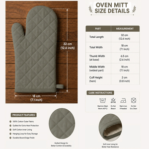 Gants de cuisine en coton, résistants à la chaleur, pour la cuisson, le barbecue et l'utilisation quotidienne en cuisine - Product Image 2
