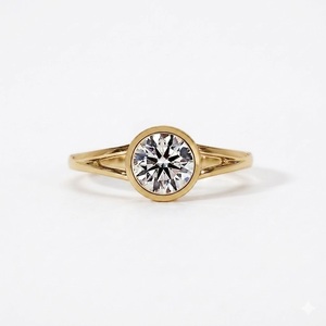 Anillo de Compromiso de Diamante Cultivado en Laboratorio de 1 Quilate, Color E, Claridad VS1, Oro Amarillo de 14K, Certificado IGI, con Engaste de Bisel, Anillo de Boda - Product Image 1