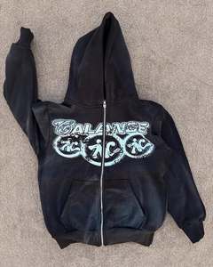 Unisex Cotton Graphic Streetwear Full Zip Hoodie Custom Manufacturer's for Puff Print Screen Printed Heavy Weight Fleece - Product Image 2