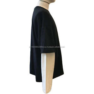 Custom your logo double layers collar short <b>long</b> <b>sleeve</b> round neck <b>t</b>-<b>shirt</b> <b>mens</b> heavy weightoversized plain tshirt - Product Image 4