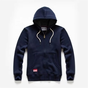 Sweat-shirt à capuche zippé vert uni pour homme, coupe classique, en molleton de coton, pour l'automne - Product Image 6