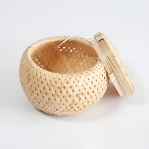 Cajas de bambú para repostería, cajas de almacenamiento tejidas, contenedores para pasteles y frutas, mejor precio, cestas hechas a mano con tapa. - Product Image 4