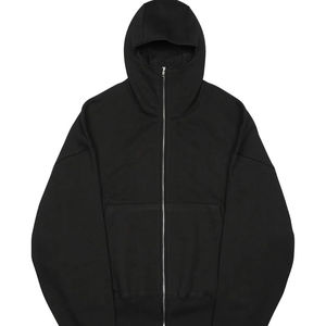 Sweat-shirt à capuche oversize à épaules tombantes pour homme, 100% coton, avec fermeture éclair intégrale et cagoule intégrée, uni, style streetwear, personnalisable, vente en gros - Product Image 1