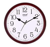 Jam Dinding Analog Sonam Quartz Bingkai Kayu Bulat Desain Tradisional Operasi Senyap Buatan India Model 387