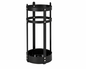 Modern <b>Black</b> Metal Freestanding Umbrella Stand with 12-Capacity <b>All</b>-<b>in</b>-<b>One</b> Art Design Indoor Drip Tray Holder - Product Image 1