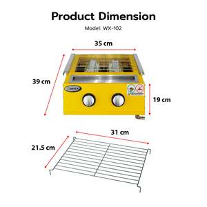 Gmax WX-102 Yellow Edition Smokeless Infrared Gas Grill with 2 Burners <b>Stoves</b> Product - Product Image 4