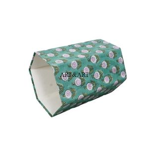 ART&ART - Papel de Algodón Hecho a Mano de Alta Calidad, Cartón Plegable con Parte Superior Abierta, Hexagonal, Elegante, Impresión Digital Personalizada con Logotipo - Product Image 4