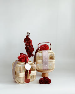 Cesta de Almacenamiento Multiusos Sisu Handicraft, Hecha a Mano, de Bambú Verde y Rojo Natural, Ecológica y Segura para Alimentos - Product Image 6