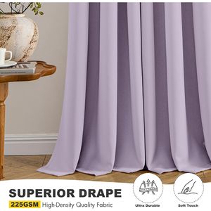 Tende Oscuranti Termoisolanti Lilla da 63 Pollici per Camera da Letto e Soggiorno, 2 Pannelli con Occhielli, Tende Oscuranti Solide - Product Image 1