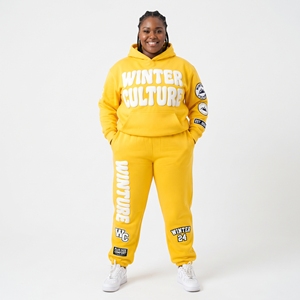 Survêtement grande taille pour femme avec impression en relief, sweat à capuche et pantalon de jogging 100% coton, tenue décontractée - Product Image 1