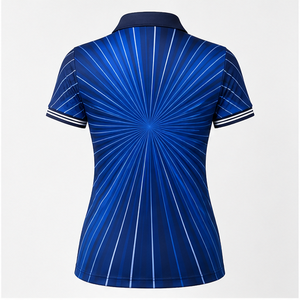 Polo pour femme personnalisé bleu marine rayé, séchage rapide, respirant, manches courtes, uniforme de golf performant WPS-0796 - Product Image 2