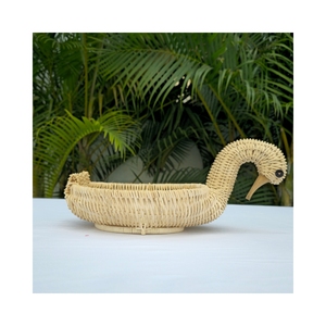 Panier en rotin blanc artisanal écologique, organisateur de bureau polyvalent pour la décoration de la maison, les arrangements floraux, les collations, la papeterie - Product Image 2