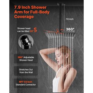 Handheld Rain <b>Shower</b> Faucet Set with 10 Inch <b>Square</b> Rain <b>Shower</b> <b>Head</b> Ceiling Mount Bath System Bathroom Accessories - Product Image 4