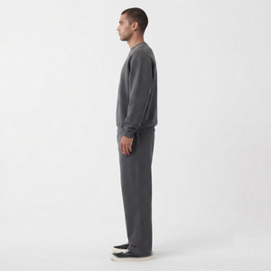 Ensemble de survêtement polaire décontracté pour homme 100 % coton, coupe ample, épaules tombantes, sweat-shirts et pantalons de survêtement, tenue de sport d'hiver pour homme - Product Image 2
