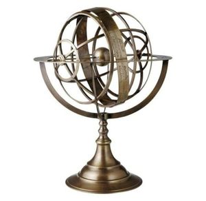 Globe céleste sphérique en laiton antique avec anneaux zodiacaux, décoration de table pour la maison ou le bureau - Product Image 3