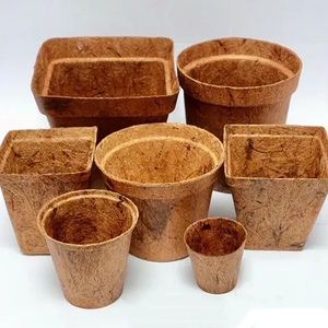 Pots en fibre de coco écologiques vintage, pots carrés en fibre de coco organique pour semis et plantes - Product Image 1