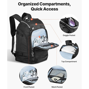 Bolsa de esquí resistente con cubierta impermeable y asas de transporte cómodas, bolsa de esquí multifuncional con compartimentos separados - Product Image 3