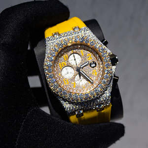 Hip Hop High Quality Bust Down 41mm Men's Rubber Strap Band Hand Setting VVS1LAB Grown Moissanite Diamond <b>Iced</b> <b>Out</b> <b>Watches</b> - Product Image 5