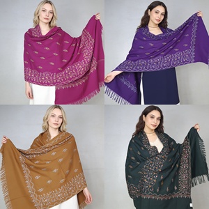 Semi <b>Pashmina</b> hand needle work <b>shawls</b> - Product Image 5