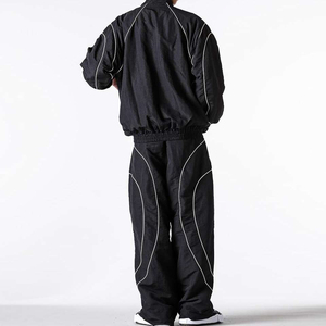 Ensemble de survêtement décontracté coupe-vent deux pièces pour homme, style streetwear, 100% coton, respirant et épais - Product Image 3