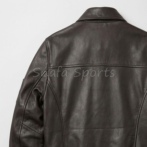 Chaqueta de Cuero Genuino de Alta Calidad, Piel de Cordero, Directo de Fábrica, Talla Grande, con Cierre, Chaqueta de Cuero a la Moda para Hombre, Abrigos de Cuero - Product Image 6