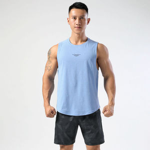 Camiseta sin mangas negra para hombre, cuello redondo, color sólido, transpirable, tejida, para entrenamiento, gimnasio, ropa informal de fitness - Product Image 3