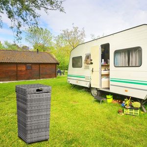 Cestino per Rifiuti Gary in Rattan Sfumato con Coperchio e Struttura in Ferro, Eleganti Contenitori per Rifiuti - Product Image 6