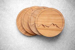 <b>Round</b> Wooden Coasters With Leaf Pattern Modern Design Non Slip <b>Mats</b> & Pads - Product Image 6