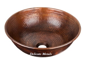 Lavabo de Cobre Delicado y Duradero DS-152 con Acabado Cobre Antiguo Redondo de 40CM para Baños de Lujo - Product Image 3