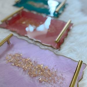 Bandeja de resina epoxi hecha a mano, tamaño personalizado, bandeja para servir té, color personalizado, bandeja de vajilla de la India - Product Image 3