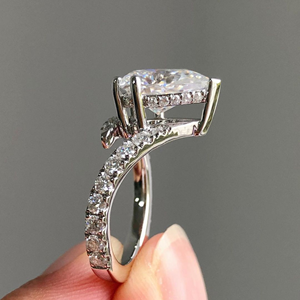 Anillo de Diamante Cultivado en Laboratorio de 3.25 Quilates, Corte Pera, Oro Blanco de 14K, Joyería Clásica de Compromiso y Boda, Original - Product Image 4