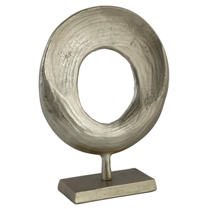 Escultura de Anillo de Metal de Aluminio Hecha a Mano con Base Rectangular, Estatua de Lujo para Decoración Moderna de Hogar y Hotel, Venta al Por Mayor - Product Image 1