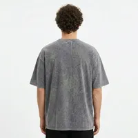 T-shirt imprimé à manches régulières surdimensionné pour homme, 100% coton tricoté, col rond, décontracté, gris