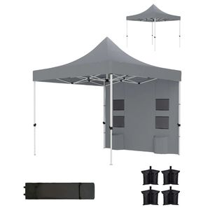 Gazebo Pop-Up Grigio con Tettoia Parasole - Product Image 5