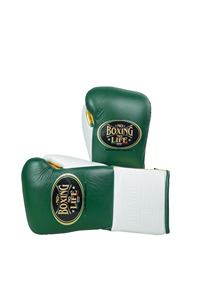Gants de boxe professionnels en cuir, design mexicain vert et blanc, pour entraînement au sac de frappe et sparring, pour sports de combat et salle de sport - Product Image 3