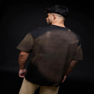 Vente en gros de t-shirts pour hommes en coton lourd, 300 grammes, à épaules dénudées, à manches courtes, t-shirts oversize blancs pour hommes - Product Image 4