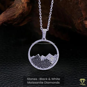 Fully Iced Mountain View Pendant Necklace In Sterling Silver With Black White Moissanite Hip Hop Jewelry Design - Product Image 5