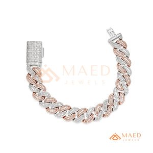 Diamond Shape Cuban Link Moissanite Bracelet Rose Gold Fine Chain Link Bracelet Luxury Jewelry Gift for <b>Men</b> US - Product Image 6