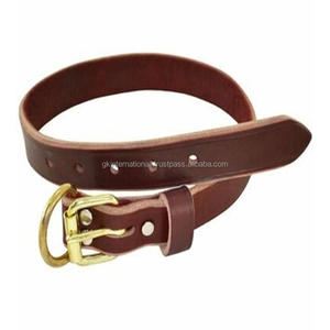 Collar de perro de cuero de sillín de doble capa resistente, tamaños personalizados y herrajes de acero inoxidable, Collar para perros y Mascotas - Product Image 1