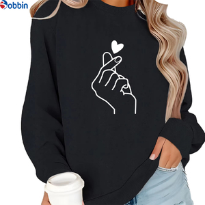 Sweat-shirts à manches longues à col rond avec imprimé cœur mignon et tendance, sweat-shirts à capuche personnalisés en relief, best-sellers - Product Image 1