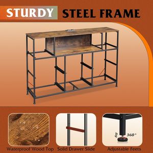 Mobile TV con 8 Cassetti per TV da 45-55 Pollici, Centro di Intrattenimento con Luci LED e Stazione di Ricarica, Design Elegante - Product Image 5