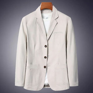 Blazer para Hombre, Estilo Casual de Negocios, Color Sólido, Corte Entallado, Chaqueta Coreana de Algodón para Hombre de Mediana Edad, Talla Grande, Blazer Holgado - Product Image 5