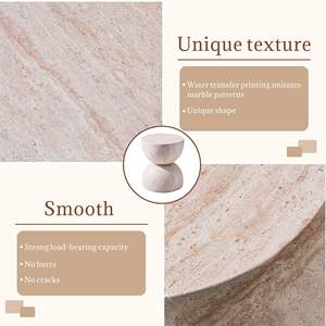 Table d'appoint moderne en oxyde de magnésium aspect marbre, design sablier sculptural, pour intérieur/extérieur - Product Image 5