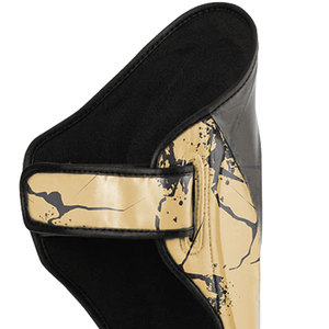 Espinilleras Venomous Golden Line con estampado craquelado de cuero para MMA, Muay Thai, Kickboxing, protección de piernas profesional ajustable - Product Image 5