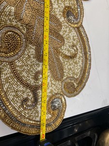 Vintage Embroidered Table <b>Runner</b> Floral Pattern Gold Beige Home Decor <b>Washable</b> Hand Wash - Product Image 6