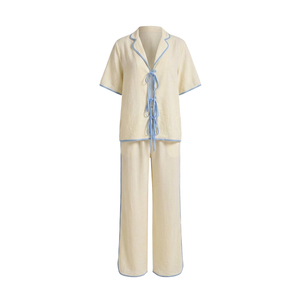 2026 Hotselling Wholesale Custom Soft Cotton Loungewear for Women Lace <b>Trim</b> Pajama Set Plus Size Sleepwear - Product Image 1